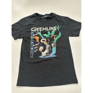 Cool GREMLINS Retro 80s Movie Poster Black Graphic Tee / T-Shirt Adult Sz: Small